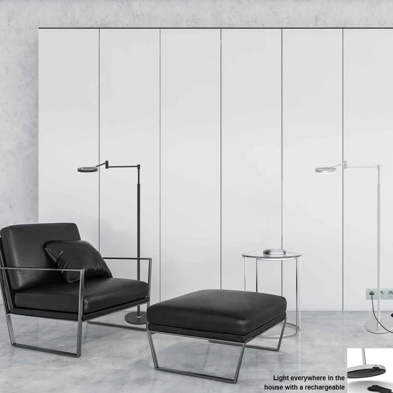Steinhauer Vloerlamp Soleil Grijs met Zwenkarm & Accu