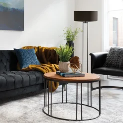 Steinhauer Vloerlamp Stang Linnen Zwart/Goud