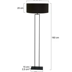 Steinhauer Vloerlamp Stang Linnen Zwart/Goud
