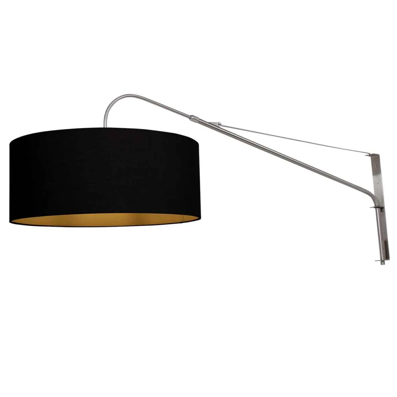 Steinhauer Wandlamp Elegant Classy Grijs Linnen Zwart/Goud