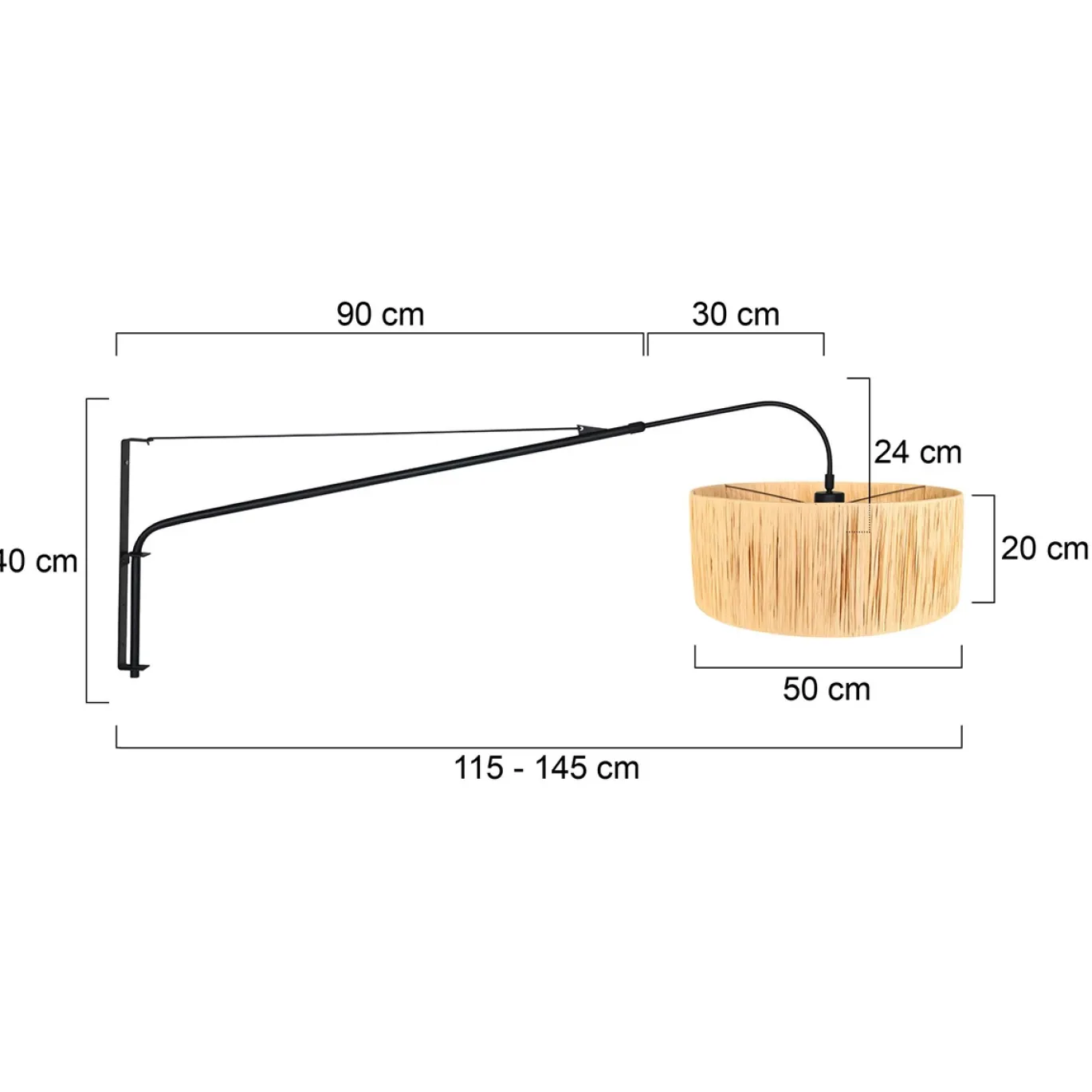 Steinhauer Wandlamp Elegant Classy Zwart Gras Naturel