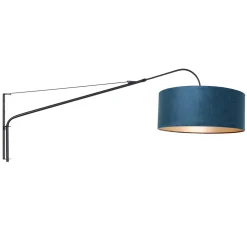 Steinhauer Wandlamp Elegant Classy Zwart Velours Blauw