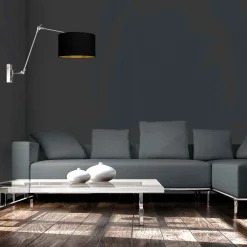 Steinhauer Wandlamp Prestige Chic Grijs Linnen Zwart/Goud
