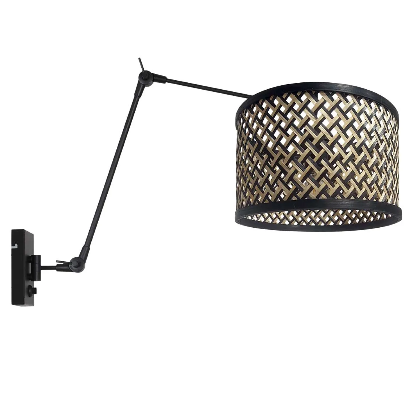 Steinhauer Wandlamp Prestige Chic Zwart Bamboe Naturel/Zwart