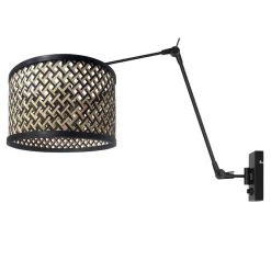 Steinhauer Wandlamp Prestige Chic Zwart Bamboe Naturel/Zwart