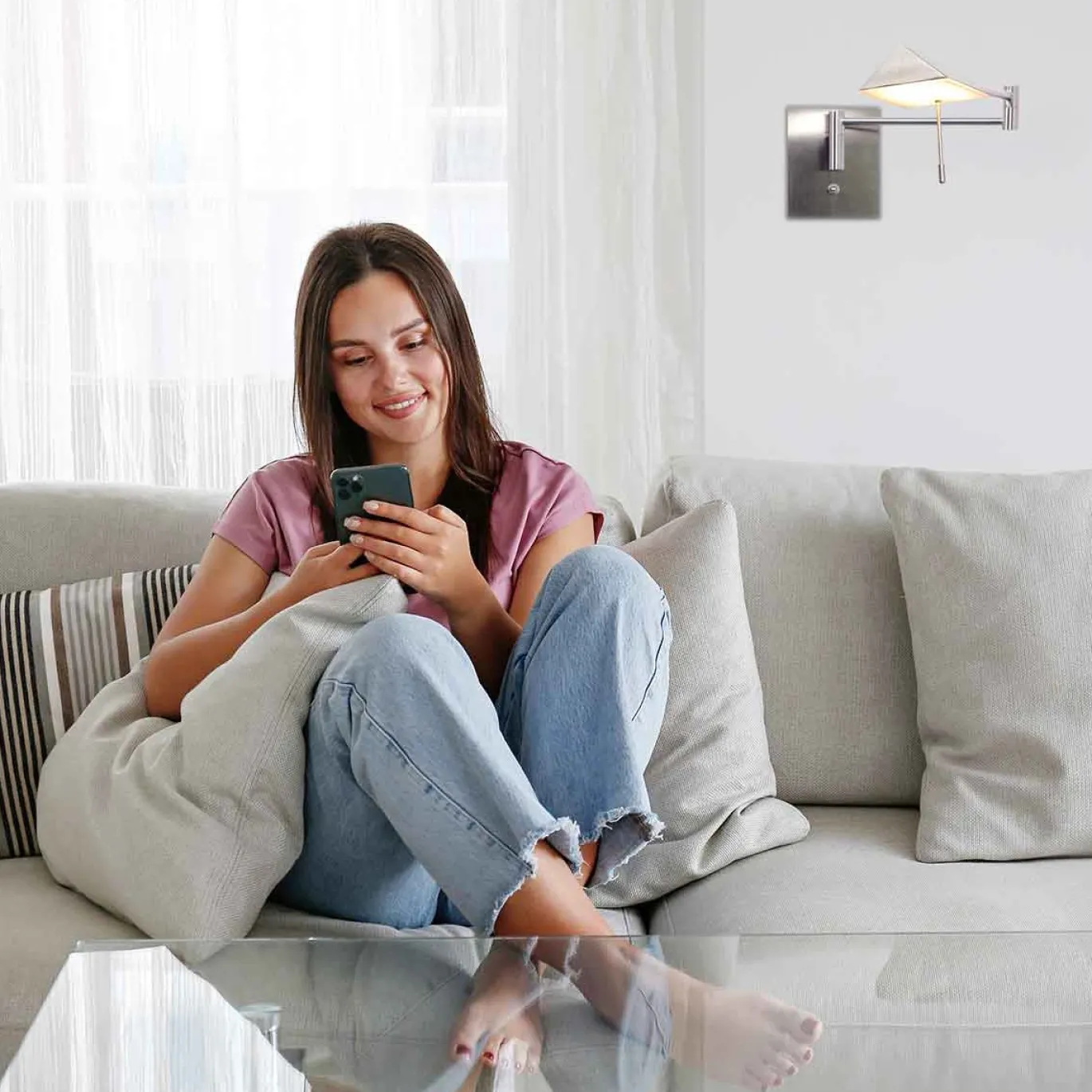 Steinhauer Wandlamp Retina Grijs met USB-poorten