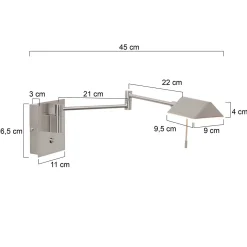 Steinhauer Wandlamp Retina Grijs met USB-poorten