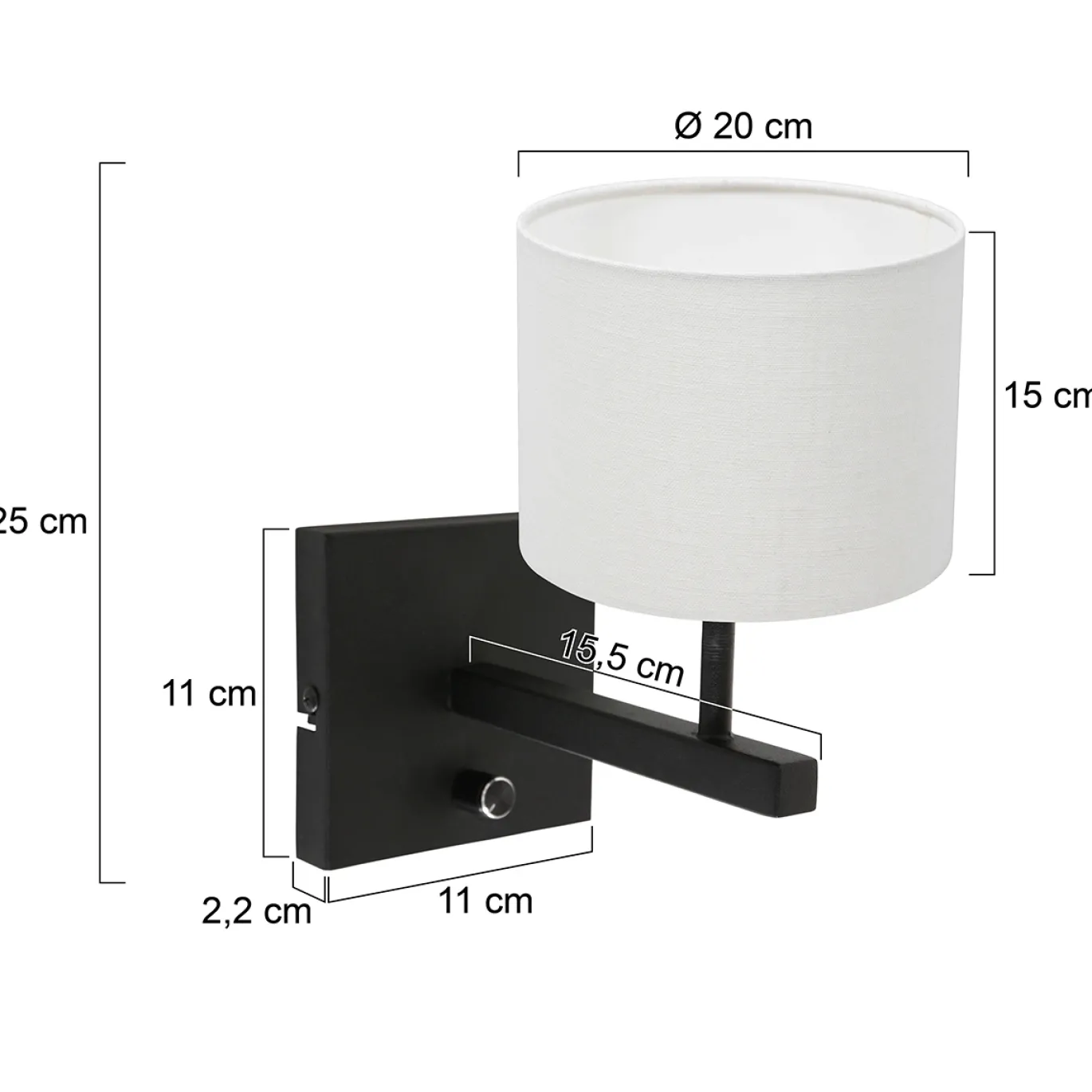 Steinhauer Wandlamp Stang Grof Linnen Wit