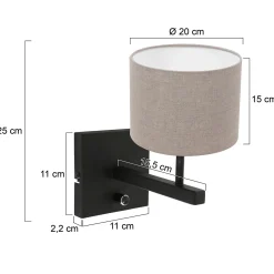 Steinhauer Wandlamp Stang Grof Linnen Grijs