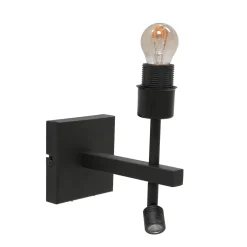 Steinhauer Wandlamp Stang met Leeslamp Grof Linnen Grijs