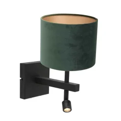 Steinhauer Wandlamp Stang met Leeslamp Velours Groen