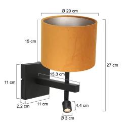 Steinhauer Wandlamp Stang met Leeslamp Velours Goud