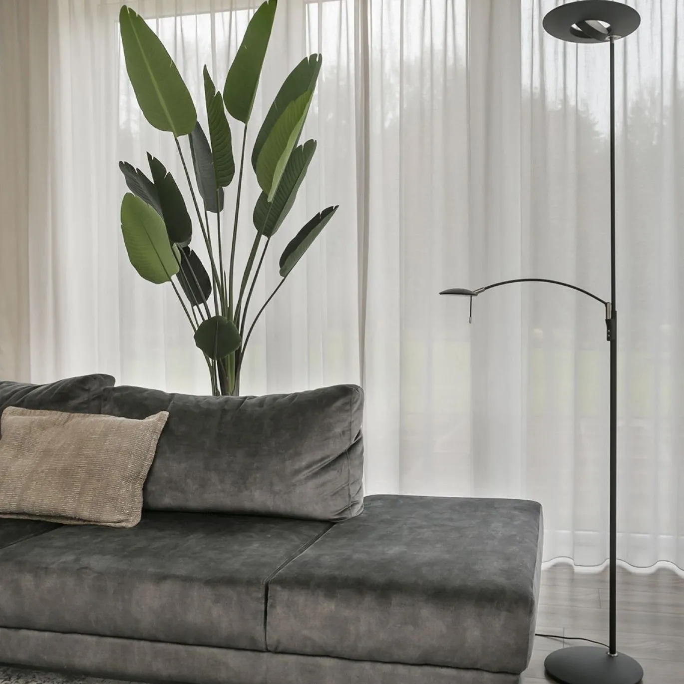 Steinhauer Zenith LED Vloerlamp 2-lichts Zwart 185cm