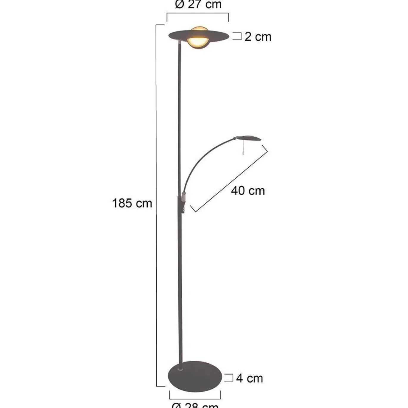 Steinhauer Zenith LED Vloerlamp 2-lichts Zwart 185cm
