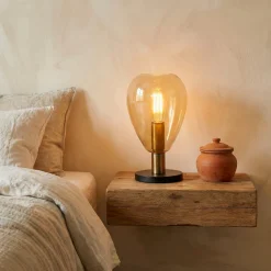 Tafellamp Anita 1-Lichts Amber Glas - Giga Meubel
