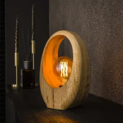 Tafellamp Arch Wood 1-lichts Massief Mango - Giga Meubel