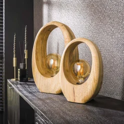 Tafellamp Arch Wood 1-lichts Massief Mango - Giga Meubel