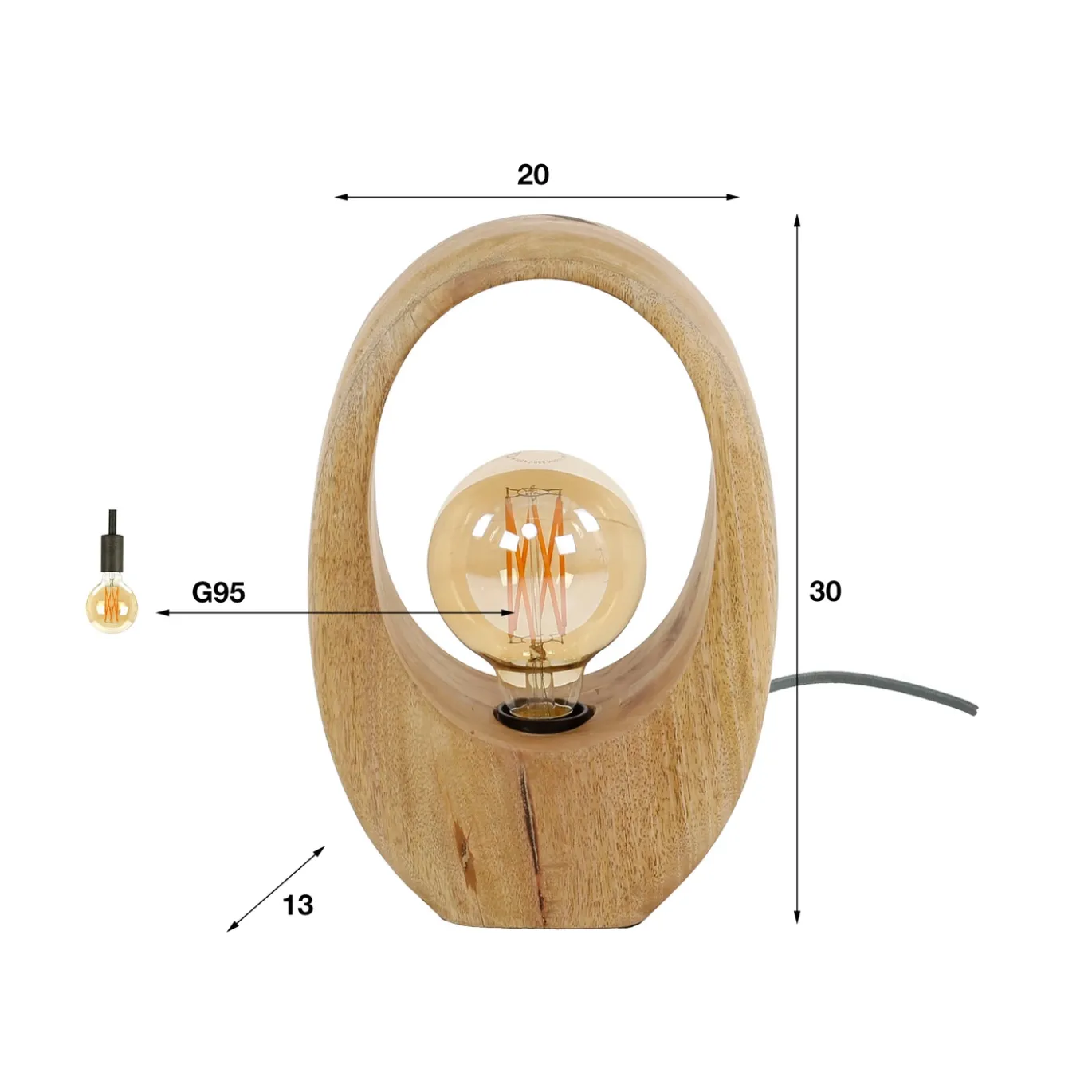 Tafellamp Arch Wood 1-lichts Massief Mango - Giga Meubel
