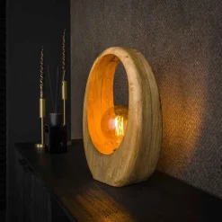 Tafellamp Arch Wood L 1-Lichts Mangohout Naturel - Giga Meubel