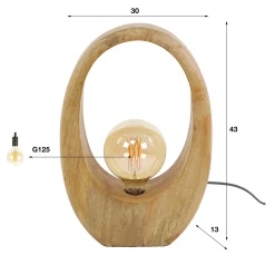 Tafellamp Arch Wood L 1-Lichts Mangohout Naturel - Giga Meubel