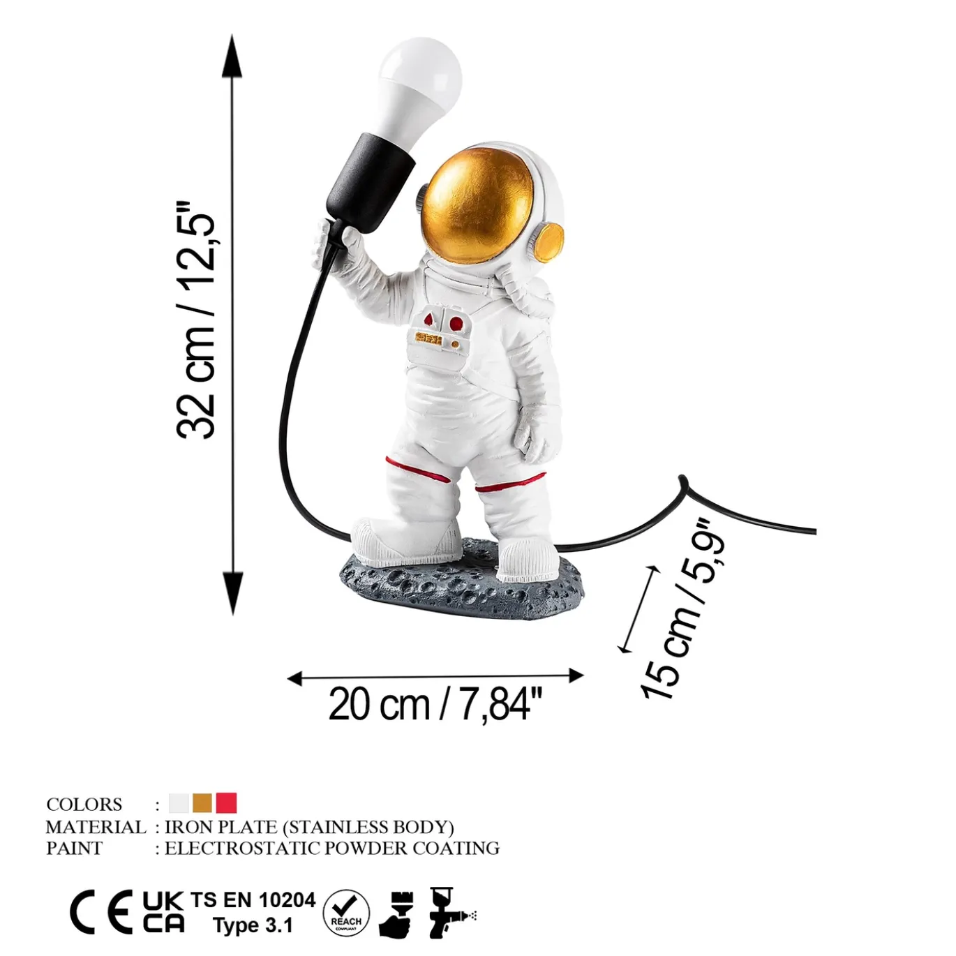 Tafellamp Astronaut Wit/Goud