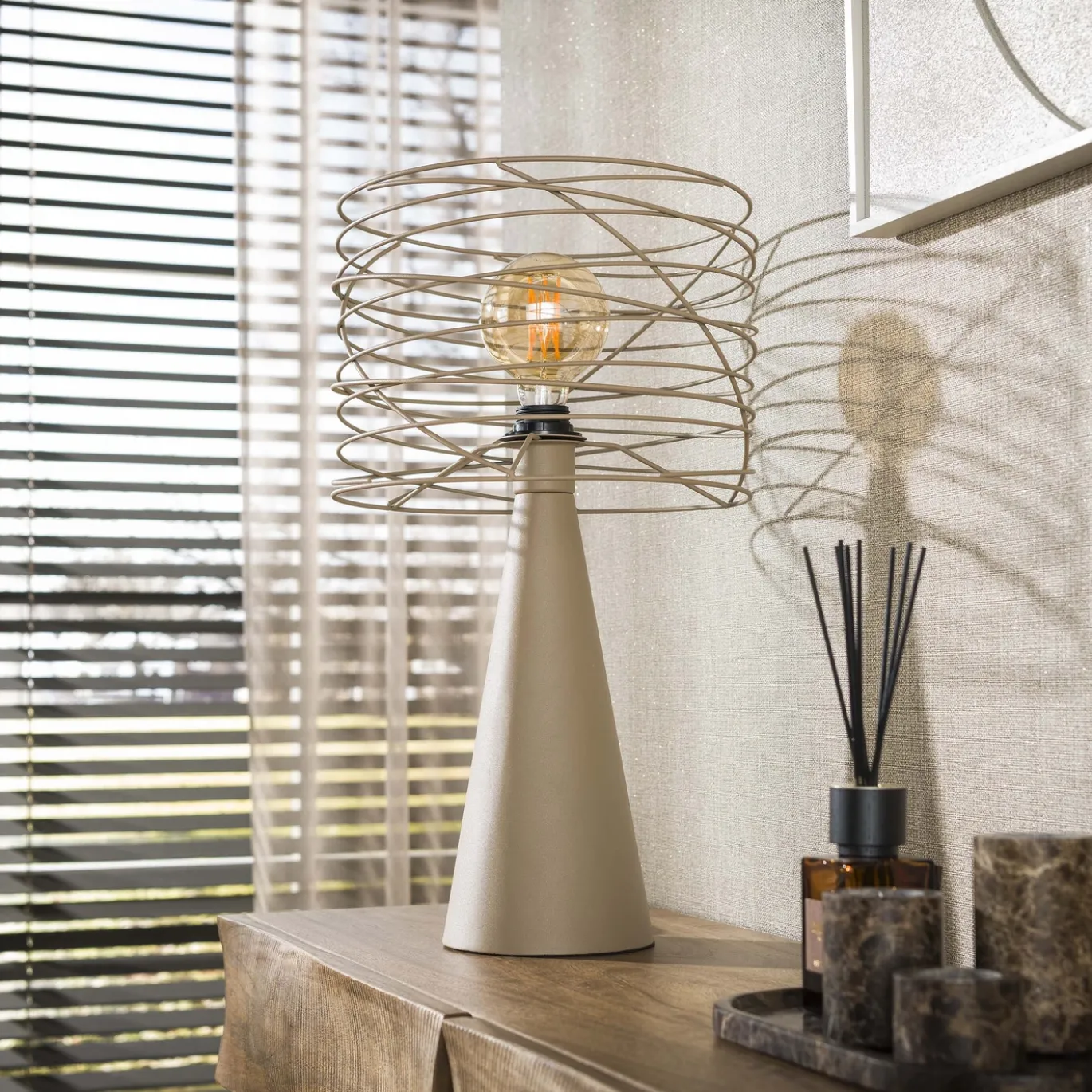 Tafellamp Curl 1-lichts Beige - Giga Meubel