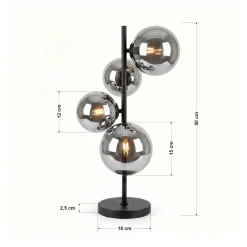 Tafellamp Finn 4-Lichts Smoke Glas - Giga Meubel