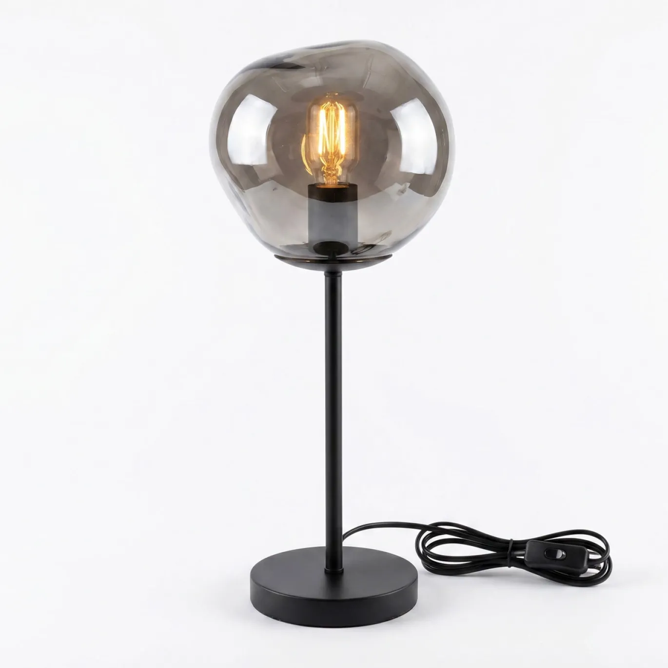 Tafellamp Mats 1-Lichts Smoke Glas - Giga Meubel