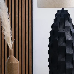 Tafellamp Matteo Zwart Hout 40cm - Giga Meubel