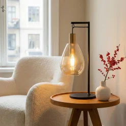 Tafellamp Maud 1-Lichts Amber Glas - Giga Meubel