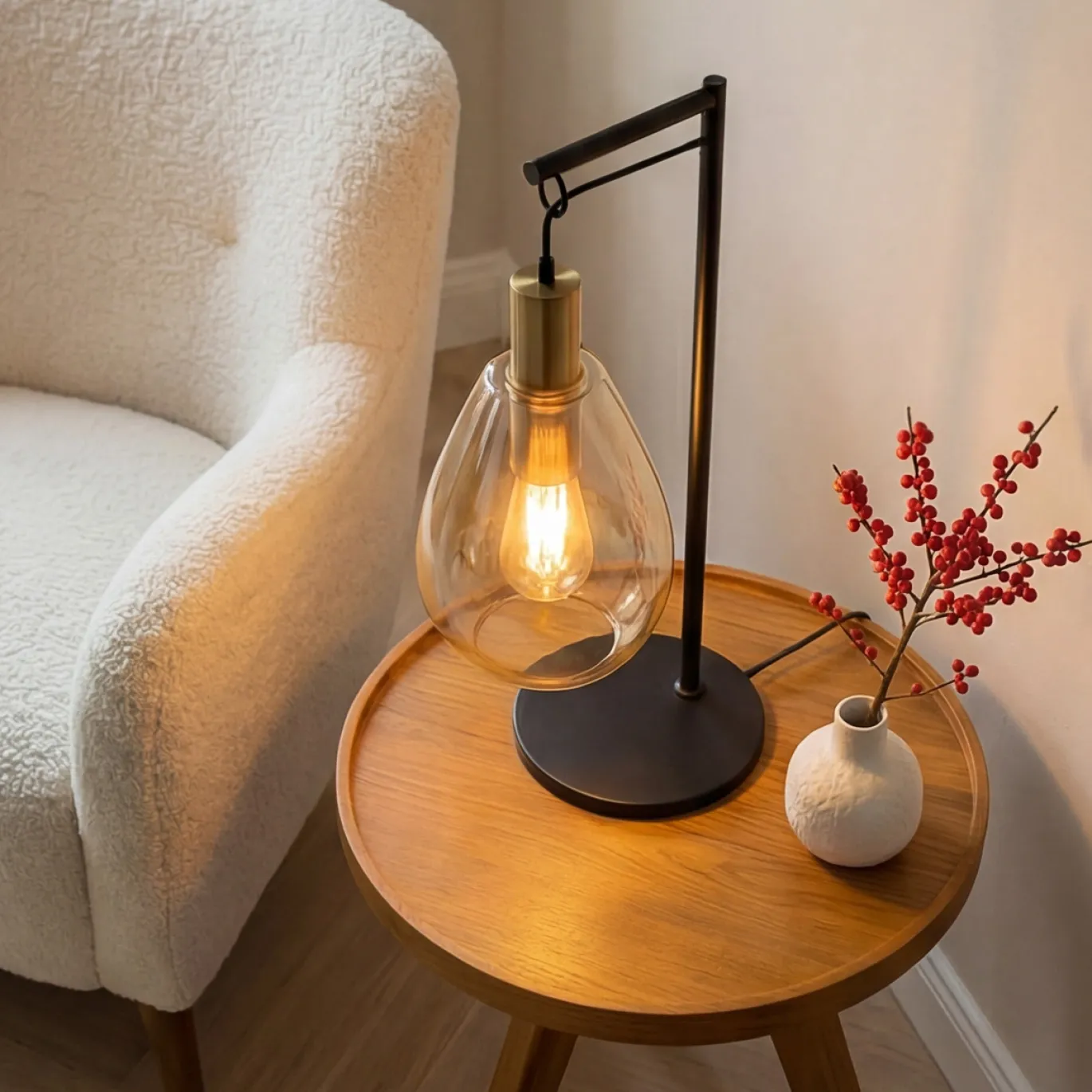 Tafellamp Maud 1-Lichts Amber Glas - Giga Meubel