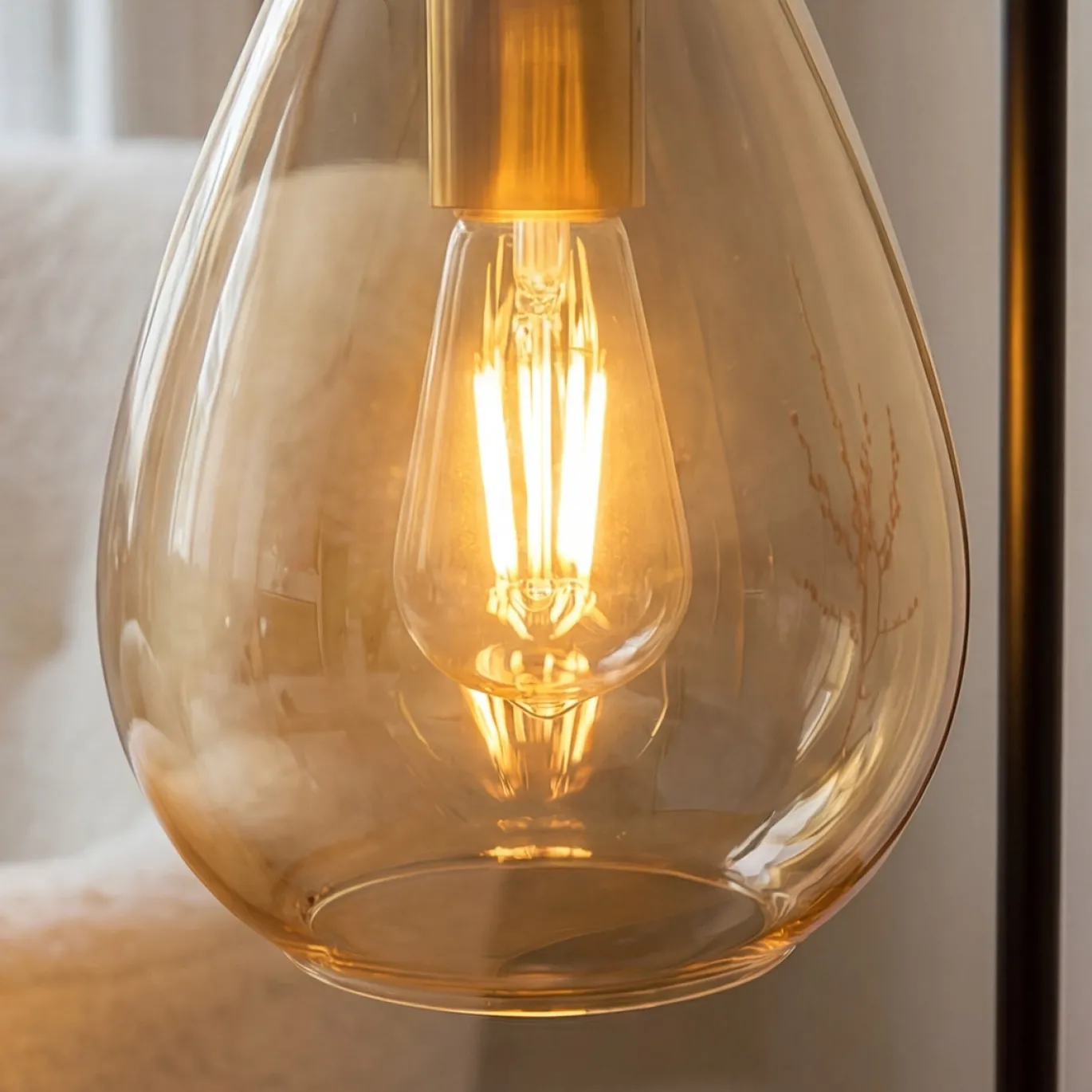 Tafellamp Maud 1-Lichts Amber Glas - Giga Meubel