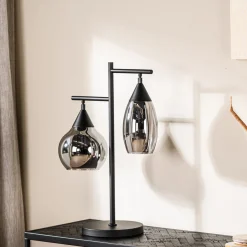 Tafellamp Pleun 2-Lichts Smoke Glas - Giga Meubel