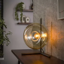 Tafellamp Soll 1-lichts Amber Glas - Giga Meubel