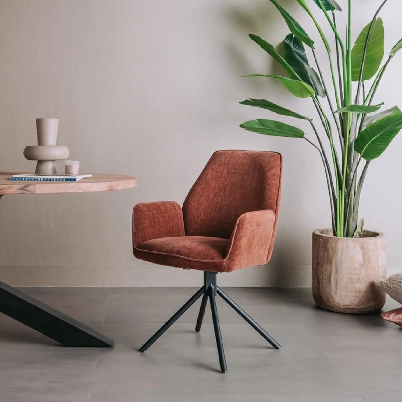 Tower Living Armstoel Amaro Stof Nature 500 Pearl Copper (draaibaar)