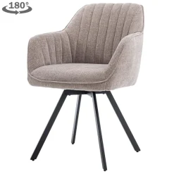 Tower Living Armstoel Bruno Stof Nature 120 Beige Grijs (draaibaar)