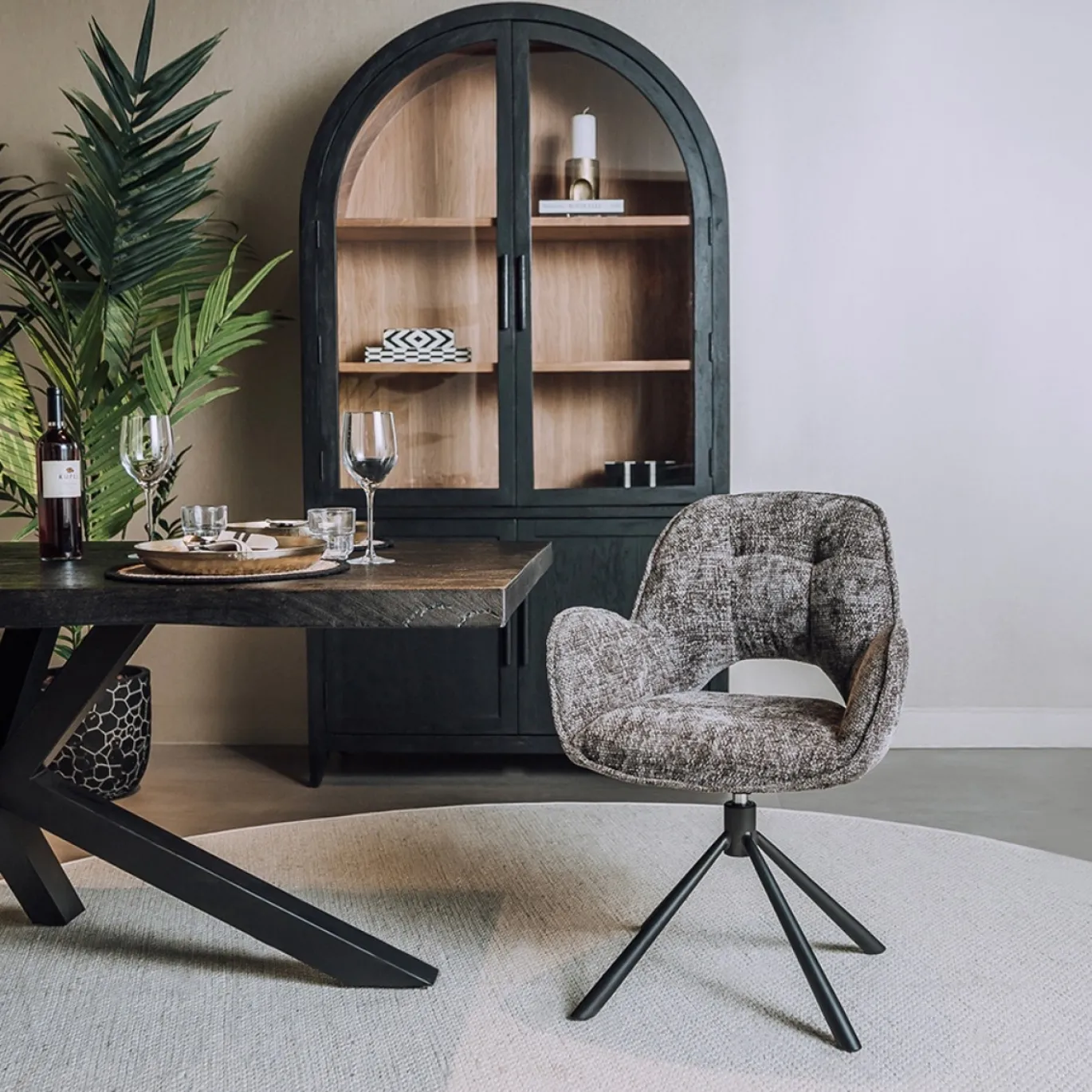Tower Living Armstoel Isola Stof Haga 16 Charcoal (draaibaar)