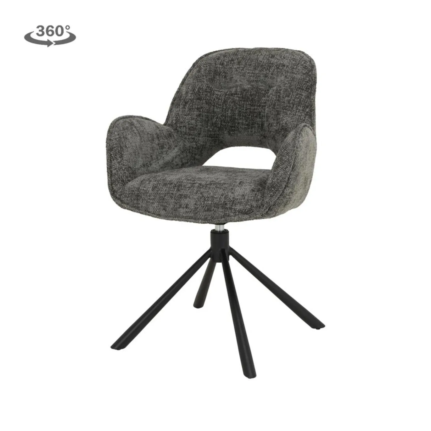 Tower Living Armstoel Isola Stof Haga 16 Charcoal (draaibaar)