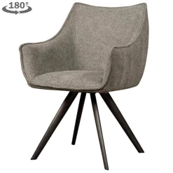 Tower Living Armstoel Riviera Stof Brego 9 Middle Grijs (draaibaar)