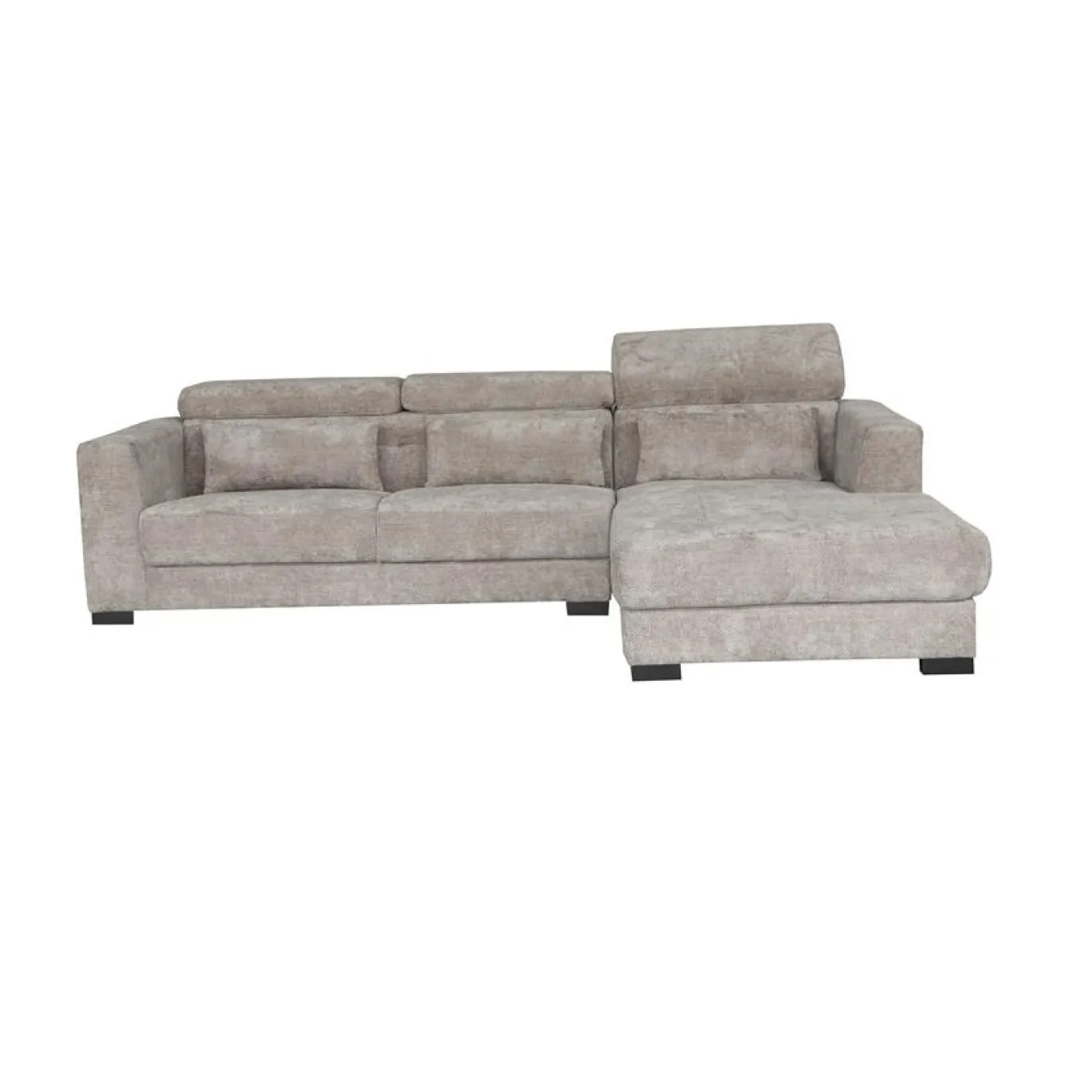 Tower Living Bank Brighton 3-al Zits + Chaise Longue R Fabric 17 Taupe