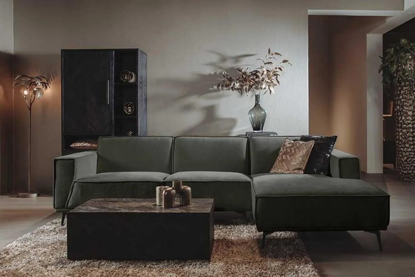 Tower Living Bank Leeds 2,5-al Zits + Chaise Longue R City 355 Bottle Groen