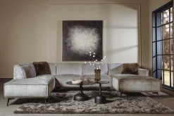 Tower Living Bank Leeds Chaise Longue L 2,5-zits Ottoman R Touch 27 Lichtgrijs