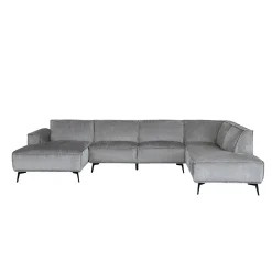 Tower Living Bank Leeds Chaise Longue L 2,5-zits Ottoman R Touch 27 Lichtgrijs