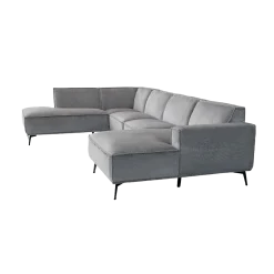 Tower Living Bank Leeds Chaise Longue R 2,5-zits Ottoman L Touch 27 Lichtgrijs