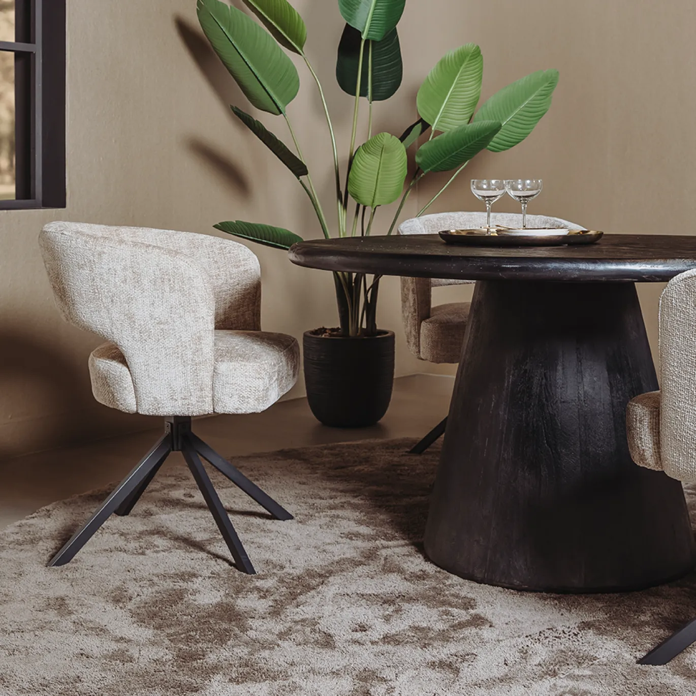 Tower Living Eetkamertafel Asti Rond Zwart 130cm
