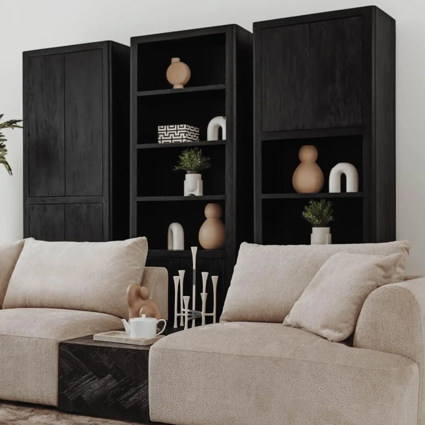 Tower Living Opbergkast Tenna 80cm Zwart 4-deurs
