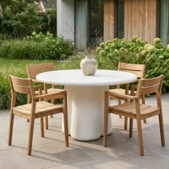 Tuintafel Boaz Rond Off-White 120cm - Giga Meubel