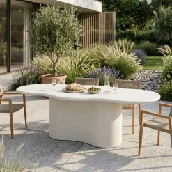 Tuintafel Jessie Organisch Off-White 220cm - Giga Meubel