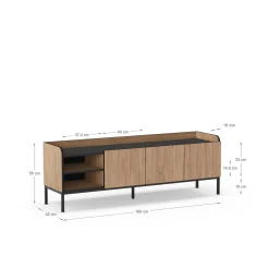 Tv-meubel Adara 3d2v 160cm Naturel/zwart - Giga Meubel