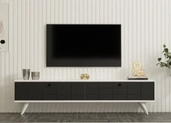 Tv-meubel Alberi Antraciet/Wit 160cm